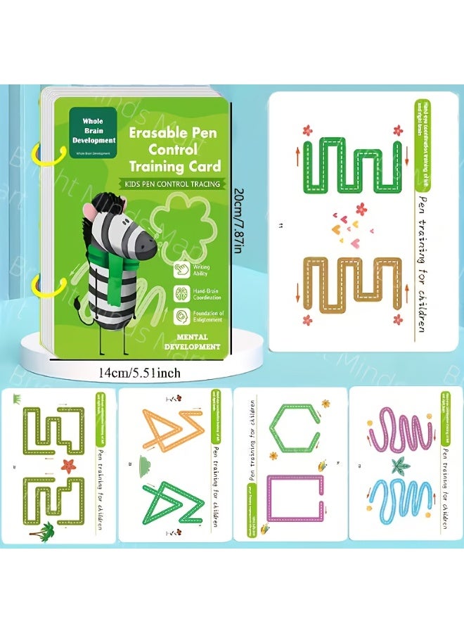 Capstro Kids Pen Control Tracing Workbook – Erasable Pen Control Training Cards for Early Writing, Hand Coordination Practice & Skill Development for Creative Learning - Image 1
